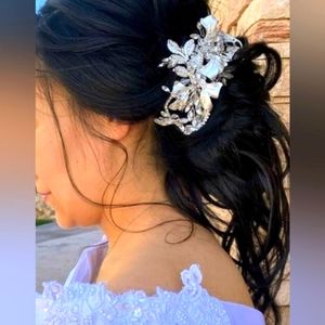 Bridal silver hair piece